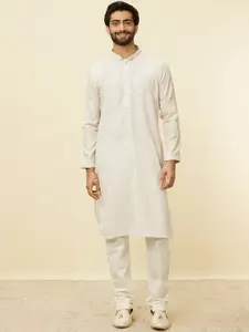 Manyavar Floral Self Design Art Silk Regular Kurta With Churidar