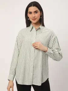 R&B Vertical Striped Linen Casual Shirt