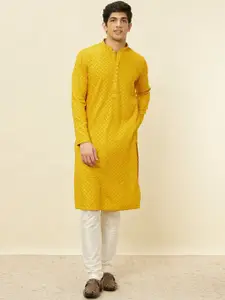 Manyavar Chikankari Embroidered Straight Kurta with Pyjamas