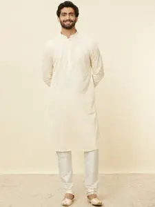 Manyavar Sequin Embroidered Regular Thread Work Kurta With Pyjamas