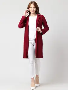 BAESD Notched Lapel Collar Long Sleeves Longline Open Front Shrug