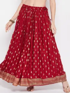 Clora Creation Women's  Printed Flared Maxi Skirts