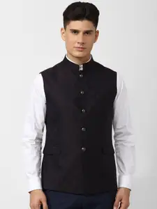 V Dot Printed Woven Nehru Jacket