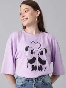 Kotty Graphic Printed Drop Shoulder Sleeves Oversized T-shirt