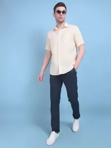 Crimsoune Club Spread Collar Long Sleeves Classic Slim Fit Cotton Printed Casual Shirt