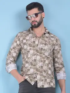 Crimsoune Club Classic Spread Collar Slim Fit Printed Cotton Casual Shirt