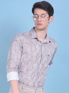 Crimsoune Club Classic Slim Fit Abstract Printed Casual Shirt