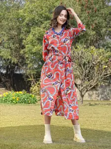 plusS Abstract Printed Shirt Midi Dress