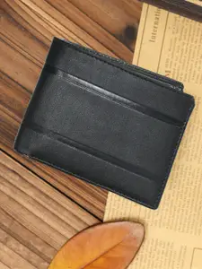 The Roadster Lifestyle Co. Men Black Striped Formal Two Fold Wallet