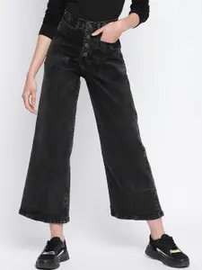 TALES & STORIES Women Wide Leg High-Rise Light Fade Stretchable Jeans