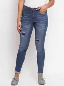 TALES & STORIES Women Skinny Fit Mildly Distressed Light Fade Stretchable Jeans