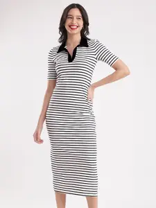 FableStreet Striped T-shirt Maxi Dress