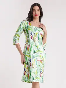 FableStreet Tropical Print A-Line Dress