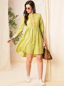 Globus Embroidered Fit & Flared Above Knee Ethnic Dresses