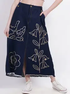 SUMAVI-FASHION Embroidered A-Line Maxi Skirts