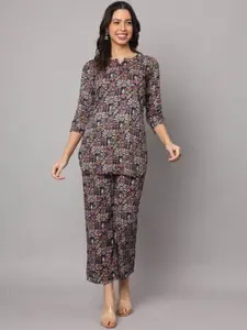KALINI Floral Printed Top With Trouser Set