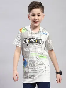 Monte Carlo Boys Typography Printed Cotton Hooded T-shirt