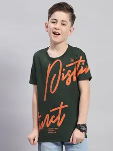 Monte Carlo Boys Typography Printed Casual Round Neck Pure Cotton T-shirt