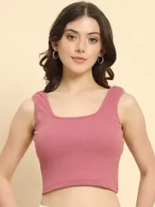 Trend Arrest Pink Cotton Fitted Crop Top
