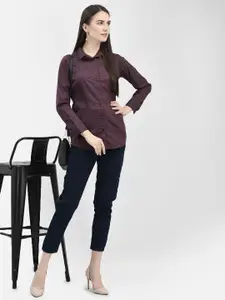 Crimsoune Club Classic Slim Fit Opaque Micro Ditsy Printed Cotton Casual Shirt