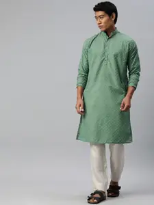 Majestic Man Men Geometric Embroidered Thread Work Kurta