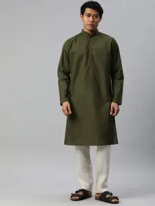 Majestic Man Men Geometric Embroidered Thread Work Kurta
