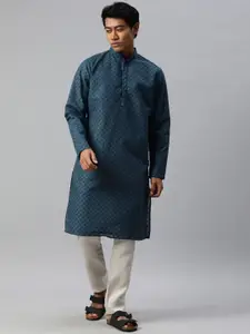 Majestic Man Men Geometric Embroidered Thread Work Kurta