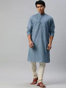 Majestic Man Men Geometric Embroidered Thread Work Kurta
