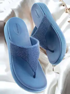 Red Tape Women Embellished Rubber Thong Flip-Flops