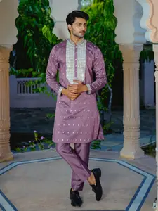 Be Desi Embroidered Regular Sequinned Kurta with Pyjamas