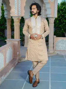 Be Desi Embroidered Regular Sequinned Kurta with Pyjamas