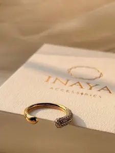Inaya 18kT Gold-Plated Stainless Steel Cubic Zirconia-Studded Finger Ring