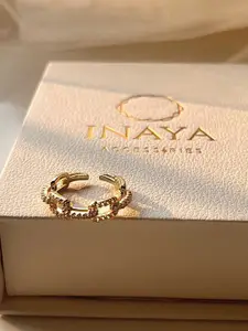 Inaya 18kT Gold-Plated Cubic Zirconia-Studded Finger Ring