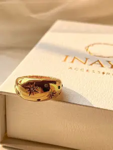 Inaya 18kt Gold Plated Stainless Steel Cubic Zirconia Finger Ring