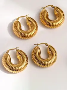 Inaya 18kt Gold Plated Contemporary Croissant Hoop Earrings