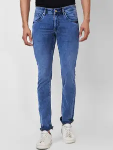Parx Men Tapered Fit Clean Look Low-Rise Heavy Fade Stretchable Jeans