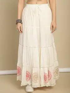 Prakrti Printed Pure Cotton Tiered Maxi Skirt