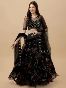 BAESD Embroidered Thread Work Semi-Stitched Lehenga & Unstitched Blouse With Dupatta