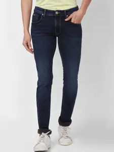 Parx Men Tapered Fit Low-Rise Clean Look Light Fade Whiskers Jeans