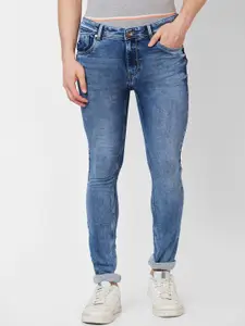 Parx Men Skinny Fit Low-Rise Heavy Fade Clean Look Whiskers Jeans