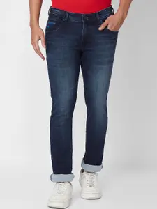 Parx Men Tapered Fit Low-Rise Light Fade Clean Look Whiskers Jeans