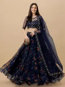 BAESD Embroidered Thread Work Semi-Stitched Lehenga & Unstitched Blouse With Dupatta
