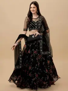 BAESD Embroidered Sequinned Semi-Stitched Lehenga & Unstitched Blouse With Dupatta