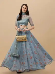 BAESD Embroidered Thread Work Semi-Stitched Lehenga & Unstitched Blouse With Dupatta