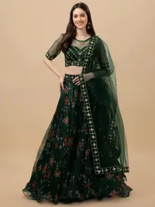 BAESD Embroidered Sequinned Semi-Stitched Lehenga & Unstitched Blouse With Dupatta