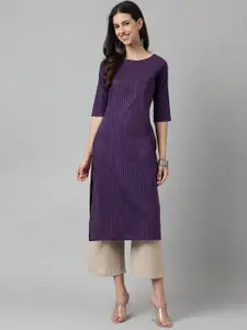 HRITIKA Striped Round Neck Straight Kurta