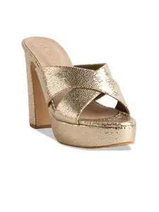 ERIDANI Textured Open Toe Platform Peep Toes