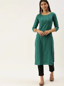 HRITIKA Striped Round Neck Kurta
