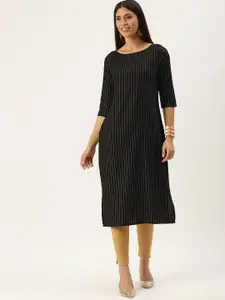 KALINI Round Neck Striped Straight Kurta