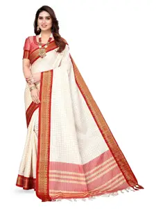 KALINI Checked Zari Silk Cotton Kanjeevaram Saree